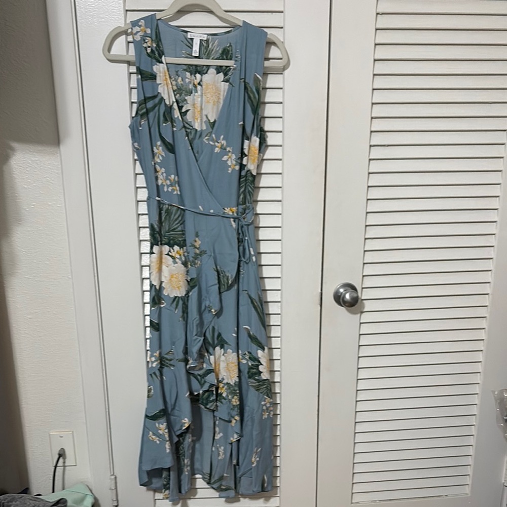 Leith  floral and blue sleeveless dress